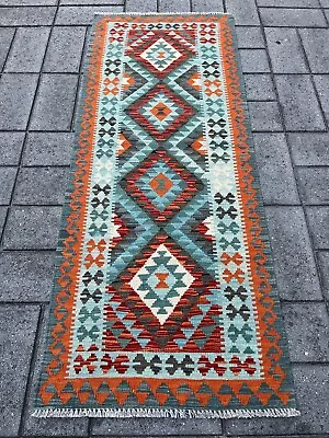 Handmade Afghan Hallway Runner Kilim 205 X 83 Cm Persian Tribal Rug Wool Kelim • $330