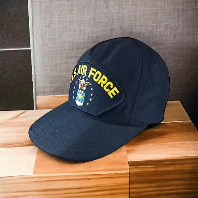 Vintage US Air Force SnapBack Trucker Hat Dad Cap Made USA Eagle Crest Navy Blue • $14.99