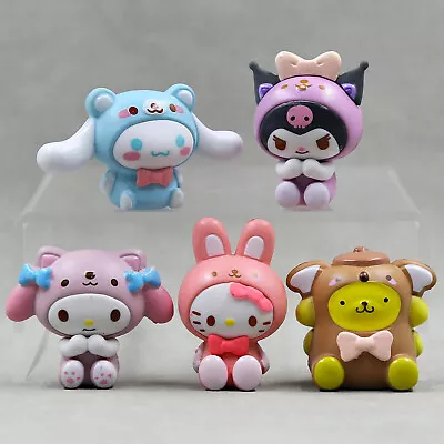 5pcs /My Melody Hello Kitty Figures Kuromi Cinnamoroll Cake Toppers PVC Doll Toy • $26.24
