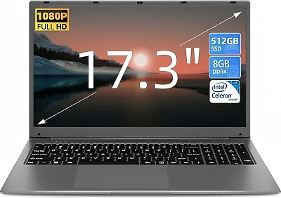 SGIN 17.3  Laptop 8GB RAM 512GB SSD Notebook With IPS Full HD 2.8GHz Windows 11 • $269