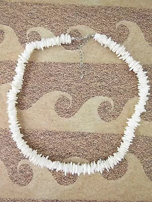 White Puka Shell Necklace Choker Unisex Women Men Hawaiian Surfer Beach 18 Inch • $17.05