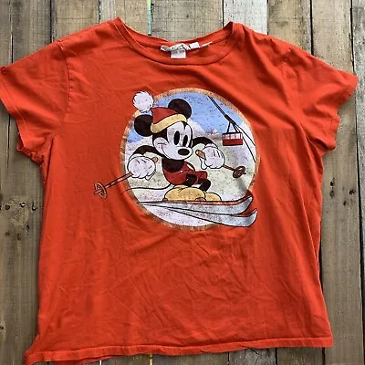 $22.49 • Buy Mickey Mouse Skiing Label Of Graded Goods Disney Women's Shirt Size L