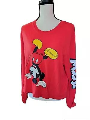 Disney Mickey Mouse Crop Tee XL Long Sleeve Handstand Mickey New • $21