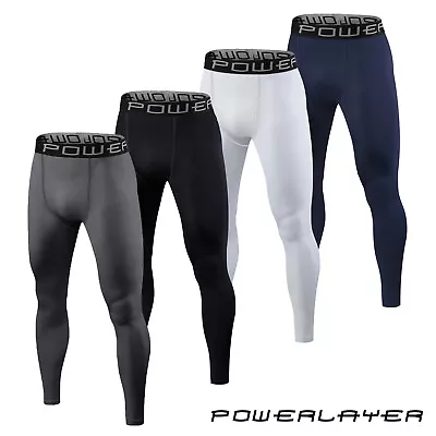 Compression Base Layer Tights PowerLayer Mens Boys Bottoms Thermal Skins Sports • £14.99