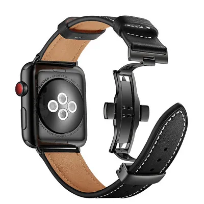 $32.99 • Buy Genuine Leather Band For Apple Watch Series 8 7 6 5 4 SE 38/40/41/42/44/45mm