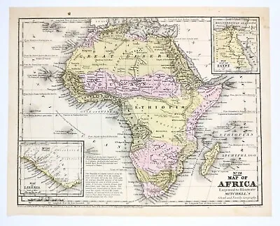 1852 Africa Map Sahara Desert Cape Town Ivory Coast Cairo Red Sea Nubia Egypt • £38.57