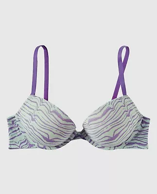 La Senza Remix Cotton Push Up Bra 34B - Purple Modern Tiger. Brand New With Tags • £13.50