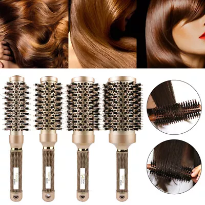 Comb For Women Boar Bristle Round Hair Brush For Styling Curling Blow Dry 4 Size • £8.27