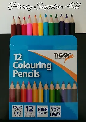 12pk Colouring Pencils/Party Bag Filler/School/Office/Drawing/Pencil Case/Half • £2.25