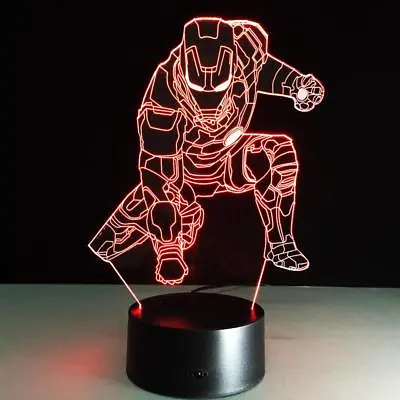 IRON MAN AVENGERS MARVEL 3D Acrylic LED 7 Colour Night Light Touch Desk Lamp 2 • $22.47