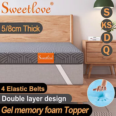 SWEETLOVE Memory Foam Topper Cool Gel Ventilated Mattress Bed Bamboo Underlay • $75