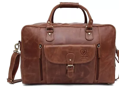 Real Leather Designer Travel Holdall Duffel Bag Weekend Cabin Gym Unisex Vintage • £59.95