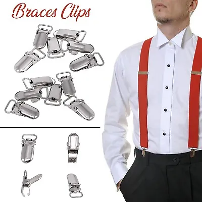 10pcs Metal Brace Clips Dungaree Suspender Clasps Baby Dummy Strap Width 10mm • £3.95