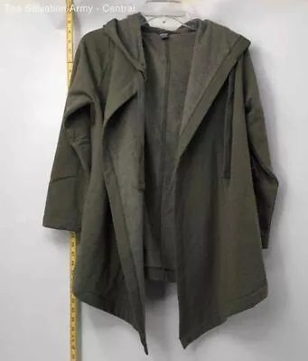 Eddie Bauer Womens Green 3/4 Sleeve Hooded Cozy Wrap Jacket Size Small • $5.99