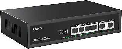 4 Port PoE+ Gigabit Switch With 2 Gigabit Uplink Power Output 65W 803.af/at • $32.99