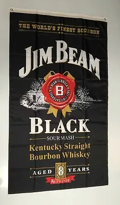 JIM BEAM Style 1 Banner Flag - Kentucky Straight Bourbon Black Man Cave Alcohol • $39.90