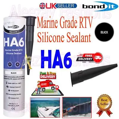 HA6 Silicone Sealant - RTV Marine Aquarium Safe Fish Tank Salt Water Seal Black • £6.89