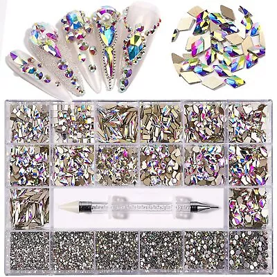 Nail Art Rhinestones Nail Gems And Rhinestones Kit With Wax Pencil Flatback ... • $63.10