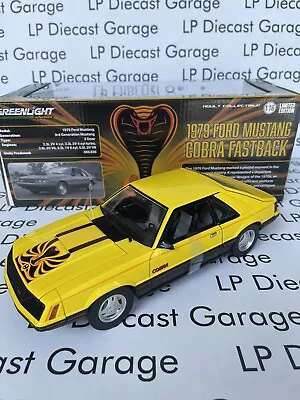 GREENLIGHT 1979 Ford Mustang Cobra Bright Yellow W/ Black & Red 1:18 Diecast • $79.99