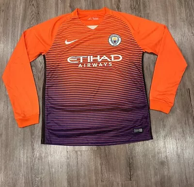 Nike Manchester City 2016 Jersey Orange Long Sleeve  Dri Fit Size Large • $65