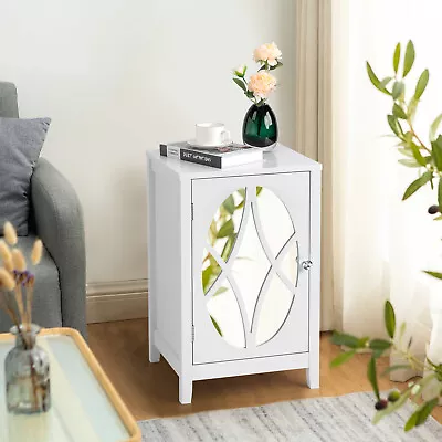 Mirrored Nightstand Storage End Table Bedroom Storage Side Bedside Cabinet White • $60.99