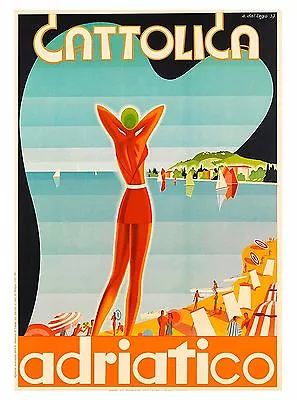 Adriatico Italy Vintage Travel Poster Print Art Painting Canvas 36  X24  • $25.97