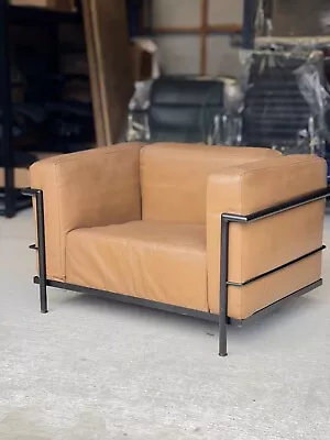 Tan Leather Cassina Le Corbusier Style LC3 Arm Chair Black • £350