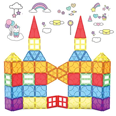 70pcs Magnet Toys Building Tiles STEM Educational Learning Magnetic Blocks Set • $18.99