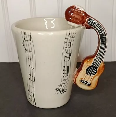 Guitar Shaped 3D Handle Coffee And Tea Mug Cup With Music Notes • $10.85