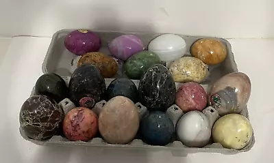 19 Polished Alabaster Marble Eggs Made In Italy And Pakistan Multi Colors • $99.99