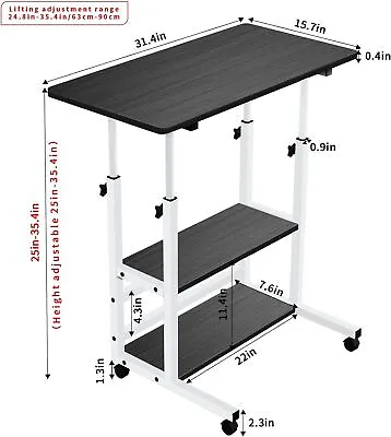 32  Mobile Stand Up Desk Adjustable Laptop Desk With Wheels Home Computer Table • $42