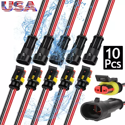 2Pin Way Car Waterproof Male Female Electrical Wire Cable Connector 20AWG（5 Kit) • $6.70