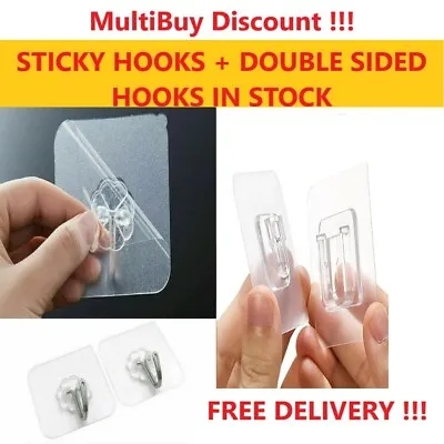 £1.98 • Buy 10PCS Self Adhesive Hooks Plastic Strong Sticky Stick On Wall Door UK Stock