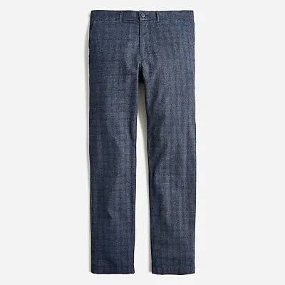 J.Crew 770 Straight Fit Brushed Twill Pant Blue Grey Glen Plaid 34 X 32 NWOT • $79