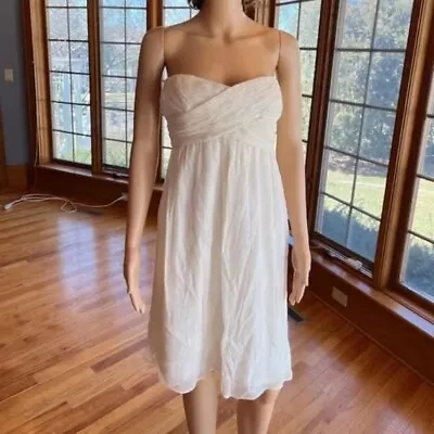 J Crew Ivory Silk Strapless Empire Waist Short Wedding Dress Bridal Gown Size 14 • $49.95