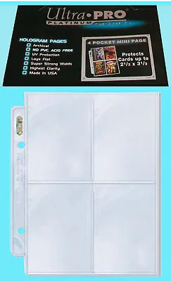 10 ULTRA PRO PLATINUM 4 POCKET MINI Pages 2.5 X3.5  Team Set Card Album Sheets • $9.99