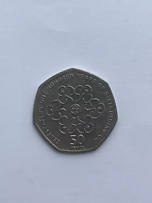 2010 50p Coin - Girl Guides Fifty Pence - Celebrating 100 Years Of Girl Guiding • £1.50