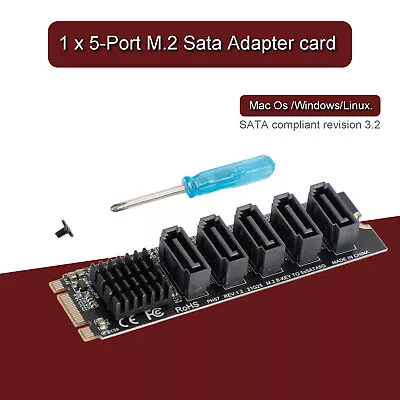 M.2 To SATA 3.0 Adapter Card JMB585 5 Port Hard Disk Drive Expansion Card UE • $26.89
