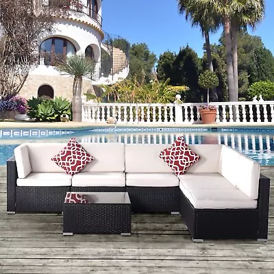 Outdoor Sectional Sofa With Cushions Patio Table Pillows 7 Pc. Set • $459
