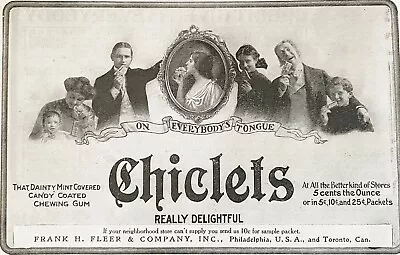 1906 CHICLETS Vtg Print Ad~Mint Cover Candy Coated Chewing Gum Really Delightful • $14.95