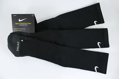 Nike Dri-fit Max Cushion Crew Socks 3-pair Black L-r Marked Mens Shoe Size 6-15 • $28.99