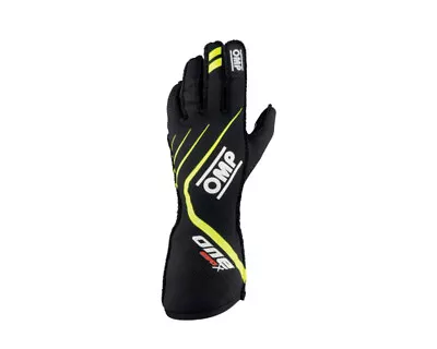 OMP Racing One Evo X Gloves Black/Fluorescent Yellow - Size XL (Fia 8856-2018) • $239.30