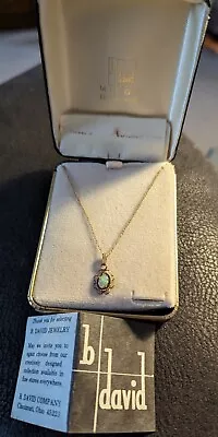 Vintage B. David 14kt G.F. Genuine Opal Stone Flower Necklace • $30