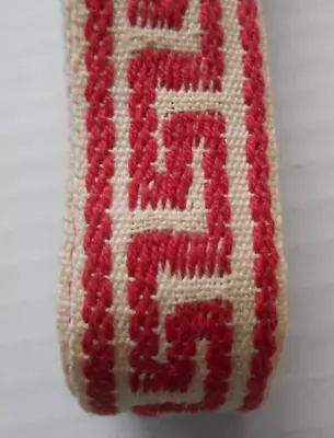 Vintage Woven Jacquard Red GREEK KEY Design Cotton Sewing Craft Trim 2 YDS 7  • $7.99