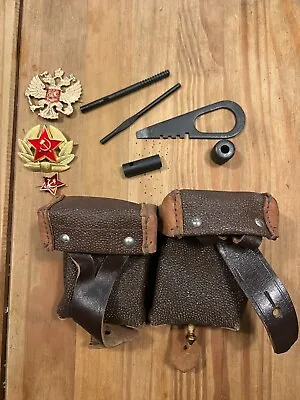 Russian Mosin Nagant Ammo Pouch And Cleaning Kit And 3 Pins • $15.99