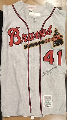 Eddie Mathews Milwaukee Braves Signed Mitchell Ness Jersey JSA Inscribed -S • $1377