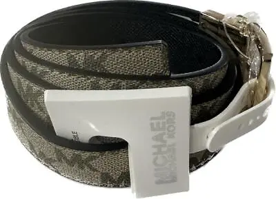 MICHAEL KORS Women's Twist Reversible Camel/Black Gold Buckle Belt Size XL Gift • $34.39