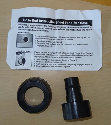 $7.99 • Buy Shop Vac 2-1/4 To 1-1/4  Hose Adapter With Optional Lock On Cap - Fast Shipping