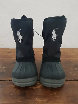 Ralph Lauren Snow Boots UK INF 11 EUR 29 Black Big Pony BNWOT • £35