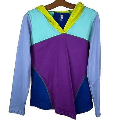 Title Nine Sunbuster ColorBlock Hoodie Pullover Sweatshirt Blue Purple Womens M • $25.26